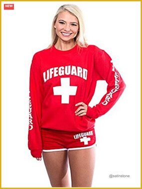 Lifeguard Crew Neck Sweatshirt Cotton Polyester Active Pullover